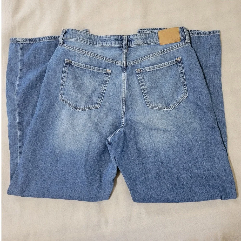 Aeropostale High Rise Wide Leg Jeans Medium Wash Blue‎ Denim Size 12 RN154379